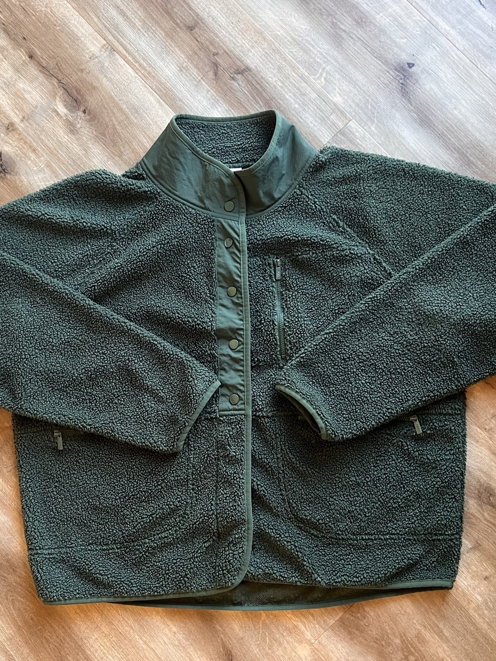 PINK Emerald Green Size L Green Teddy Fleece Jacket